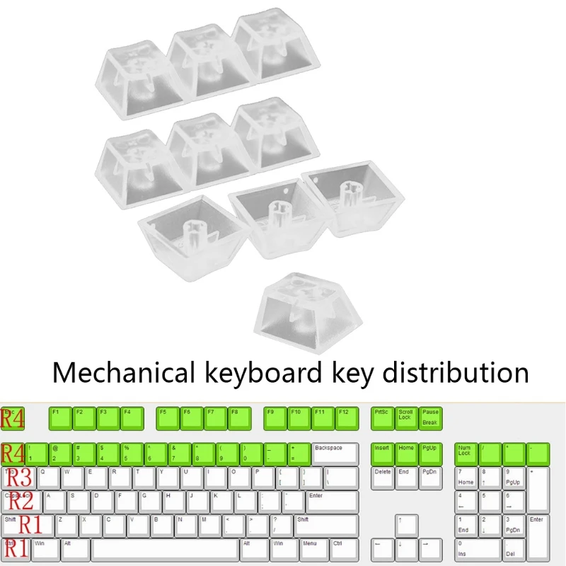 

10Pcs Transparent ABS Keycaps Mechanical keyboard Matte Backlit For R4 R3 R2 R1