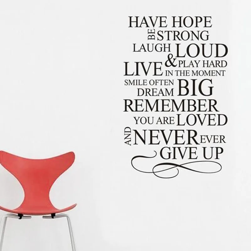 

Never Ever Give Up Wall Stickers Inspiring Text Home Decor Removable Wall Decals Art Murals Bedroom Decoration