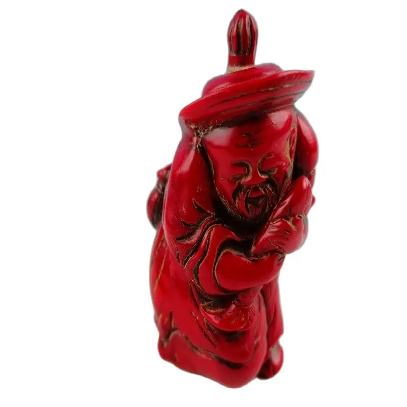 Китайская фольклорная старинная резная Красная Коралловая табачная бутылка