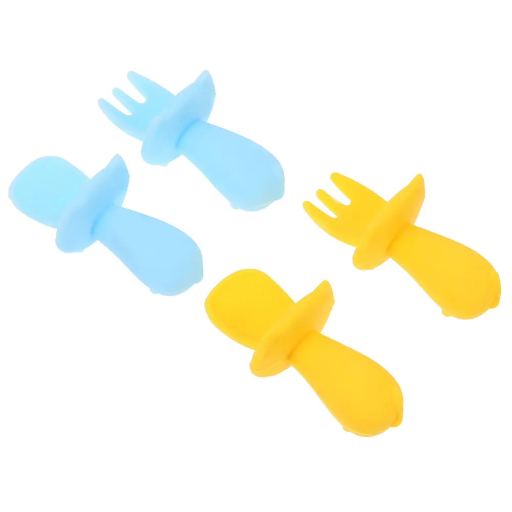 

2pcs Baby Forks and 2 Spoons Baby Toddler Infant Eating Learning Tableware