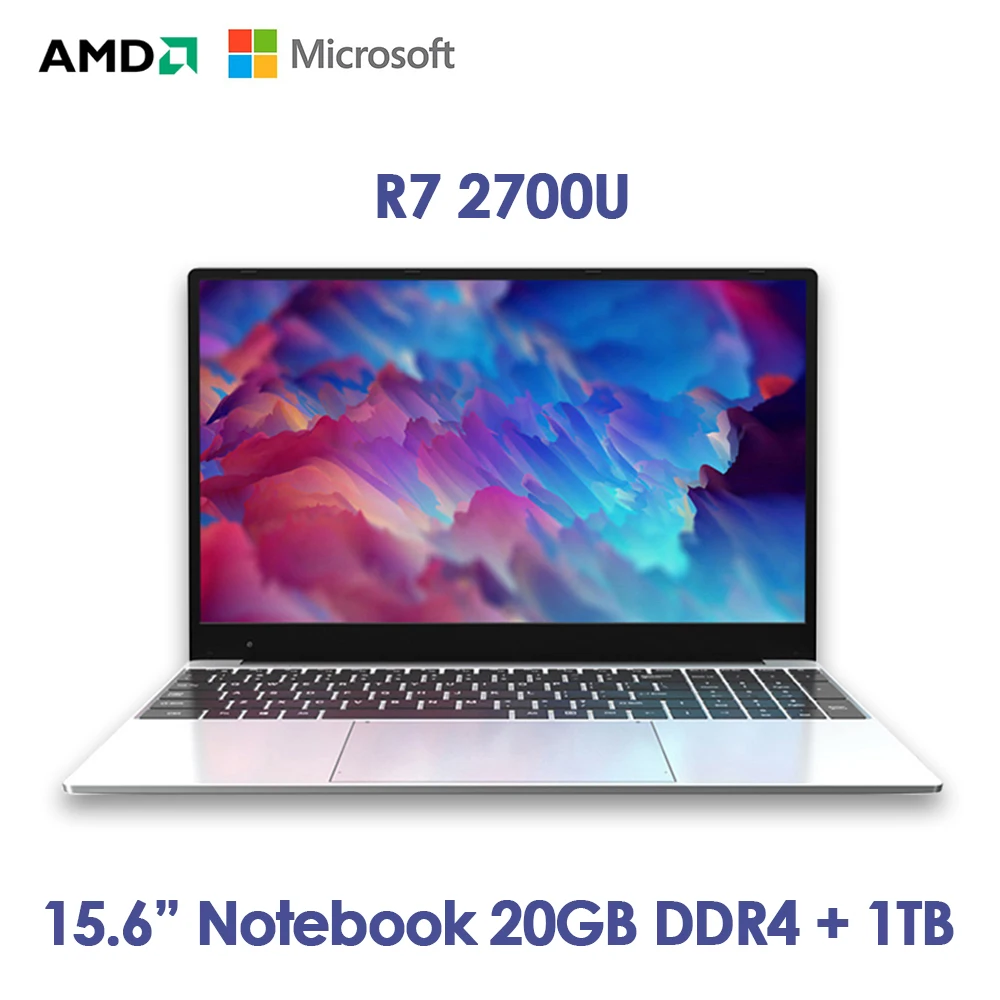 

Factory supply cheap gaming 15.6 Inch Laptop AMD R7 2700U 20GB LPDDR4 1TB SSD Win10 Netbooks Laptop Computer With Fingerprint