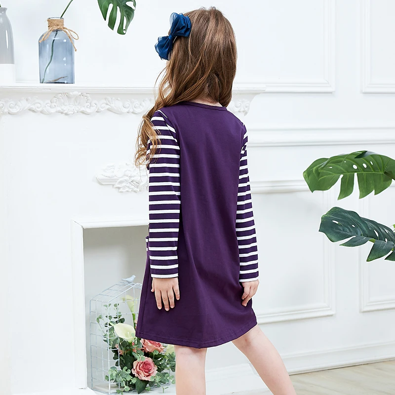 Полосатое платье для девочек VIKITA в полоску зима |