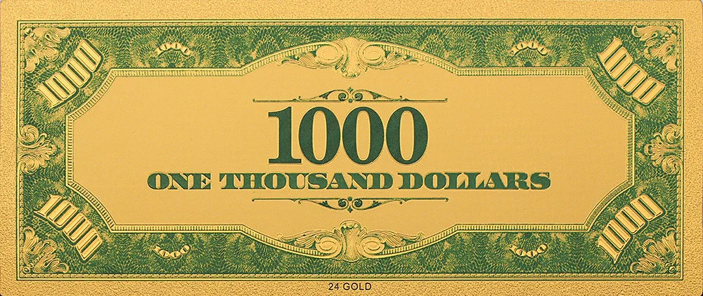 Коллекционная памятная монета $1000 США банкнота 24k позолоченная Рождественская