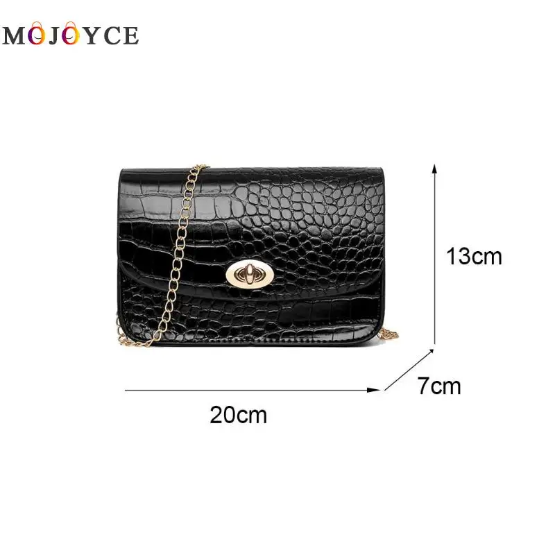 

Crocodile Leather Women Shoulder Sling Bags Retro Small Chain Crossbody Messenger Bag Female Handbag