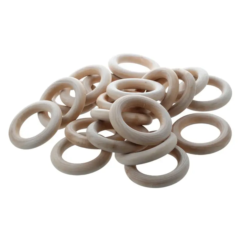 

20pc Unfinished Teething Ring Add On Wooden Rings 55mm Natural 2.2 inches