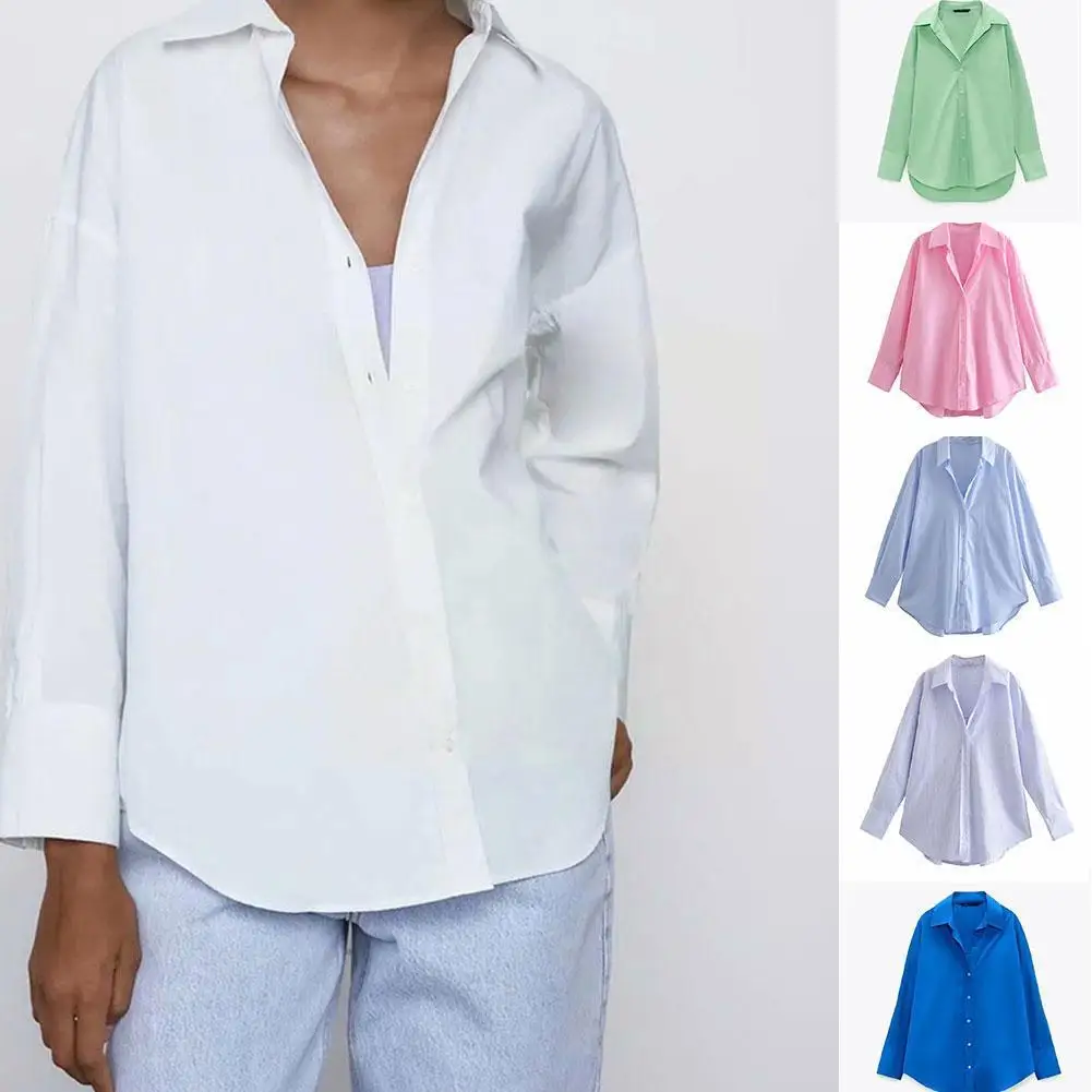 

Top Woman Yellow Button Up Shirt Women Long Sleeve 2021 Casual Office Blouse Female Shirt Xs-l Spring Pink Hem Asymmetric L9d6