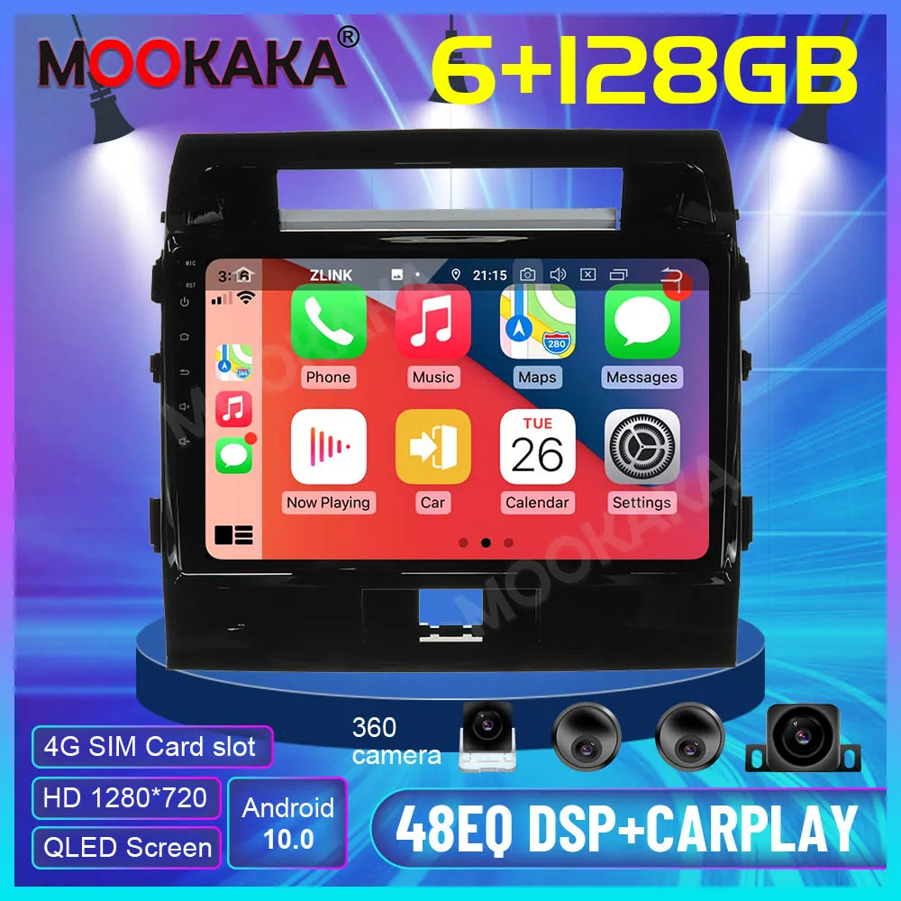 

6+128 Android 10.0 For Toyota Land Cruiser 200 2008-11 Car multimedia player Stereo Screen PX6 Radio Audio GPS Nav 3D 360 Camera