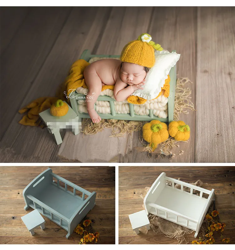 Реквизит для фотосъемки новорожденных Маленькая деревянная кровать фотостудии