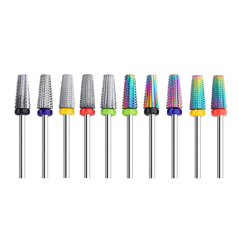 5 в 1 конические 3/32 карбидные фрезы для ногтей с режущими сверлами магнитного геля