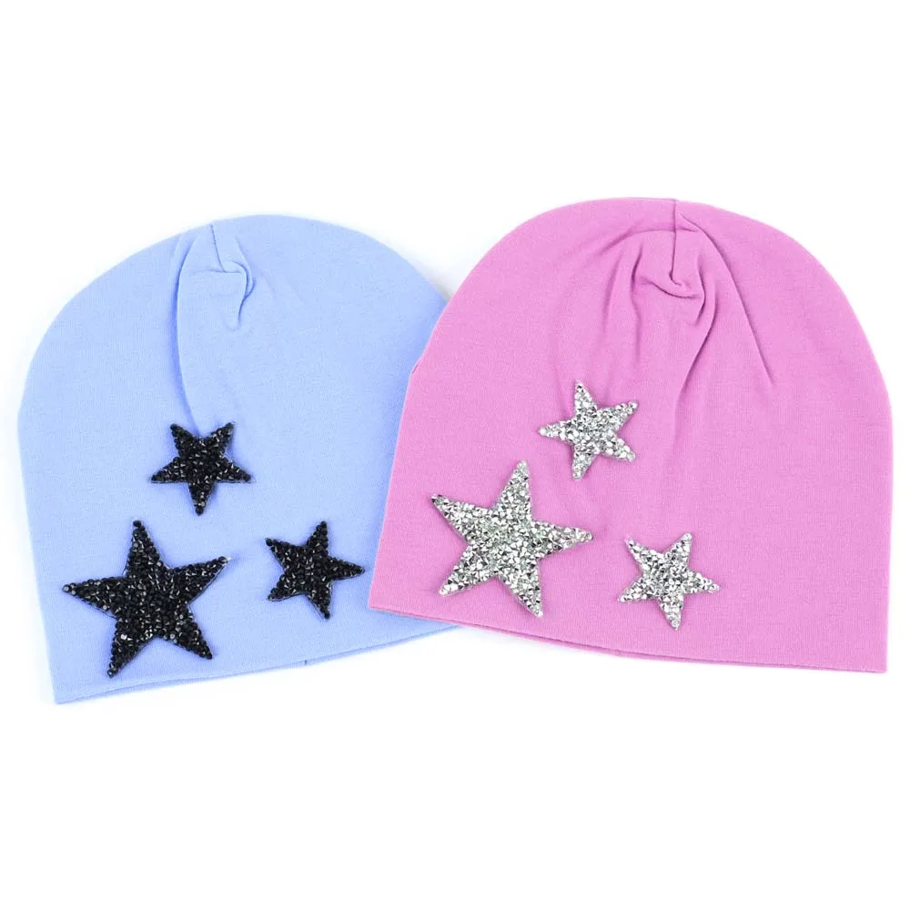 2019 Весенняя хлопковая шапка со звездой для новорожденных шапочки карамельных