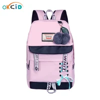 school bags for teenage girls korean style pink black school backpack kids book bag cute plush ball schoolbag female rucksack