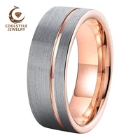 8mm rose gold wedding ring tungsten carbide ring for men women with offset groove excellent quality comfort fit