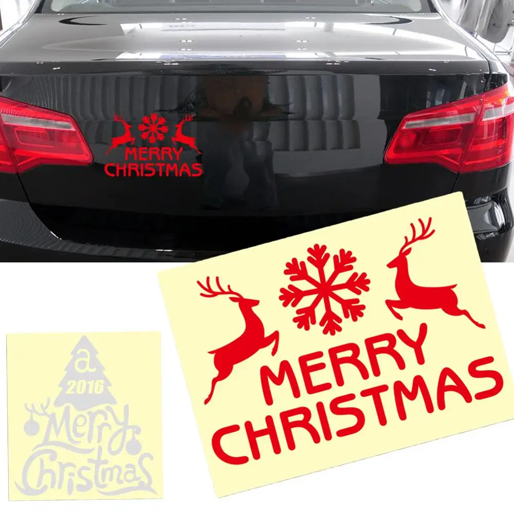 Автомобильная наклейка с надписью &quotMerry Christmas&quot принтом оленя дерева