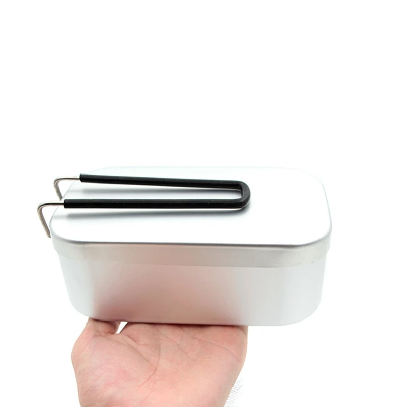 Алюминиевая квадратная коробка для обеда Складная ручка металлический бенто