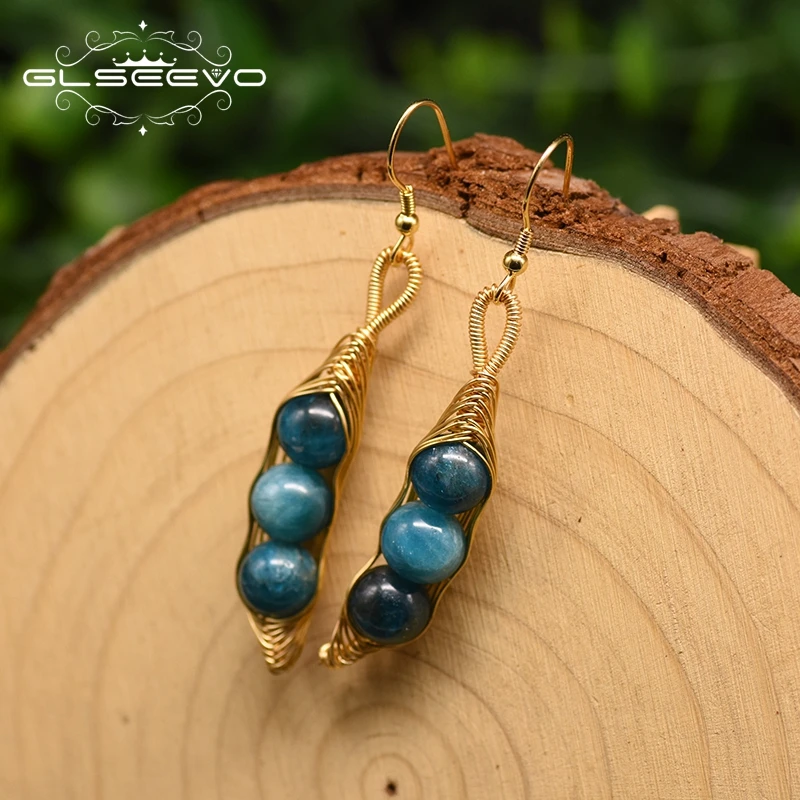 Женские серьги капельки GLSEEVO Kyanite Beans подарки на день рождения ювелирные изделия