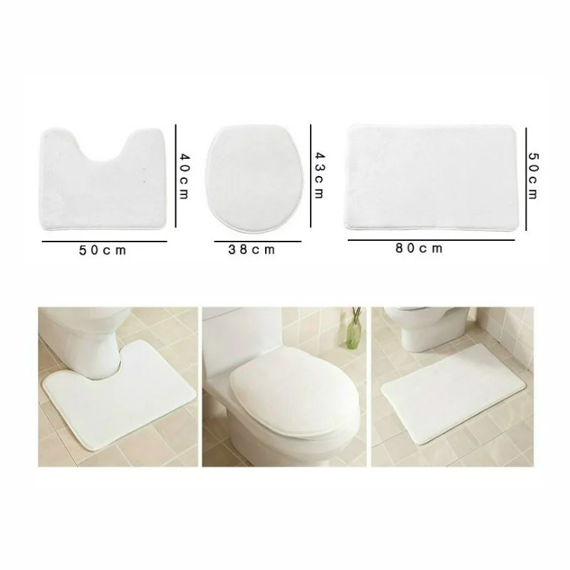 

Flannel Bathroom Bath Mat Set Nordic Flamingo Toilet Seat Cover Room Foot Mat Toilet Pedestal Rug Toilet Lid Covers Cushion Mats
