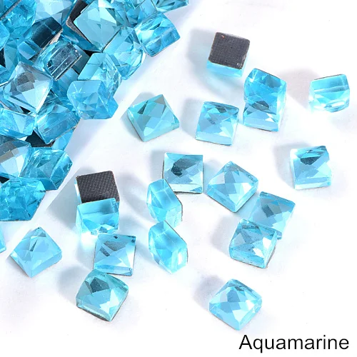 Aquamarine 6 мм, 100 шт., квадратные разноцветные Стразы DMC для горячей фиксации, стеклянные стразы с плоским основанием, стразы для украшения свадебного платья Y0306 - Цвет: Aquamarine