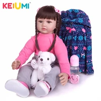 keiumi 60cm reborn babies doll cloth body lovely long hair newborn baby girl doll for toddler childrens day xmas gift playmates