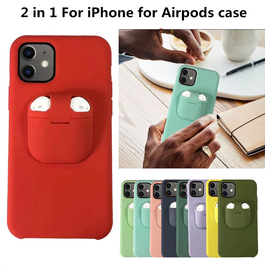 Чехол для наушников 2 в 1 iPhone 7 11 8 6 s plus xs max xr x чехол Apple Airpods Air Pod задняя крышка