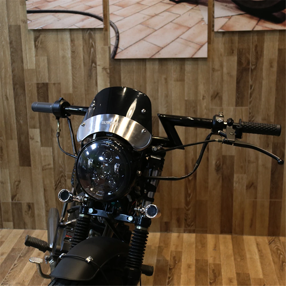 

Universal Motorcycle Headlights Wind Deflectors Motocross Retro Front Windscreen Modified Headlight Windshield Fits For 5-7 Inch