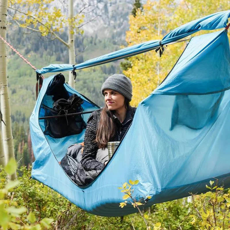 

Camping hanging hammock outdoor camping water-proof mosquito tents shade villa garden leisure sofaA hammock that can lie flat a