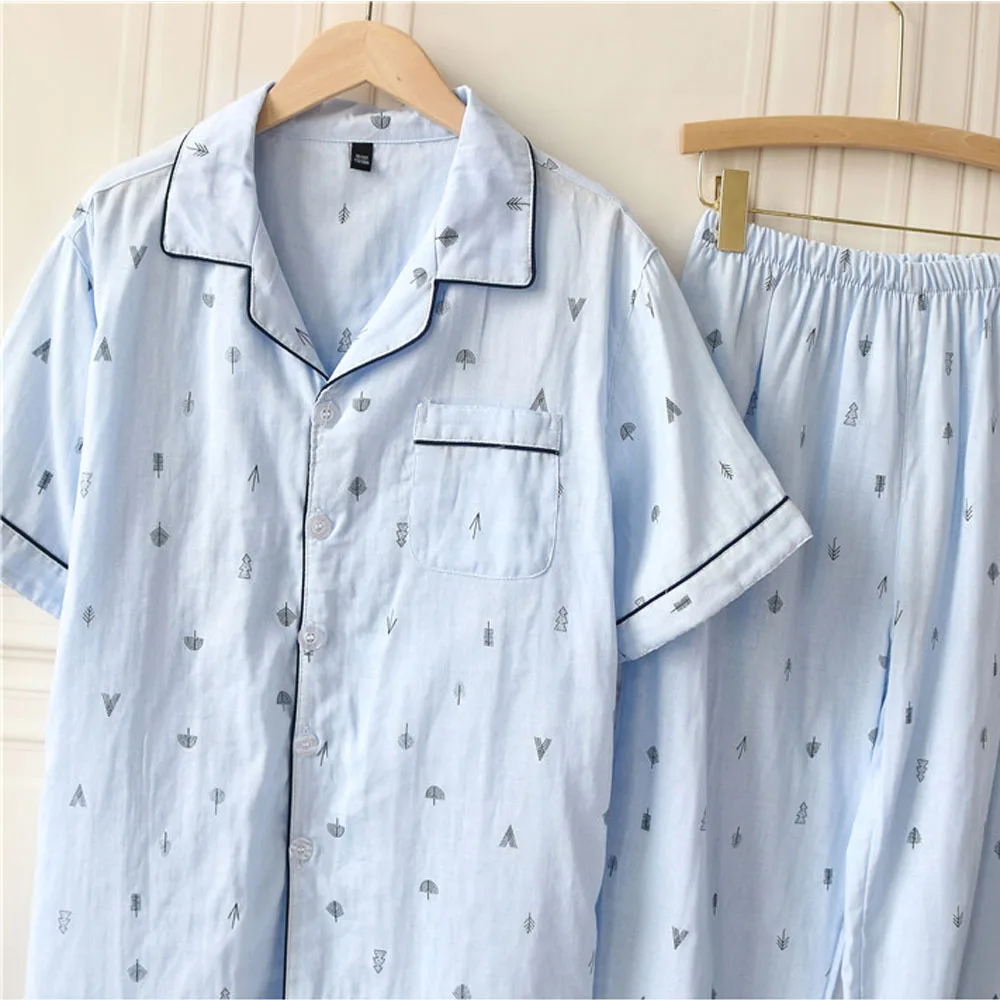 Женский пижамный комплект, летние брюки с коротким рукавом для мужчин, хлопковый повседневный костюм для дома, удобная одежда для сна от AliExpress RU&CIS NEW