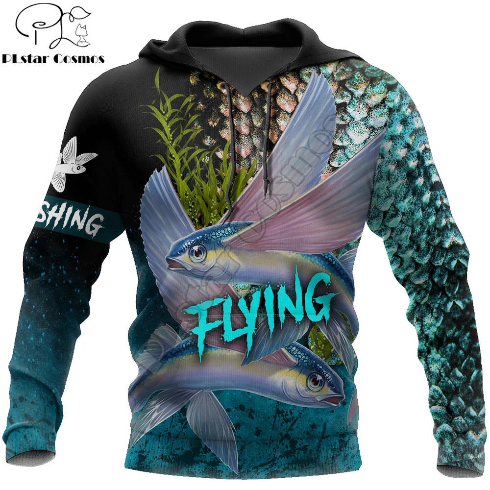 

Худи мужское в стиле Харадзюку С 3D-принтом «летучая рыба на коже»