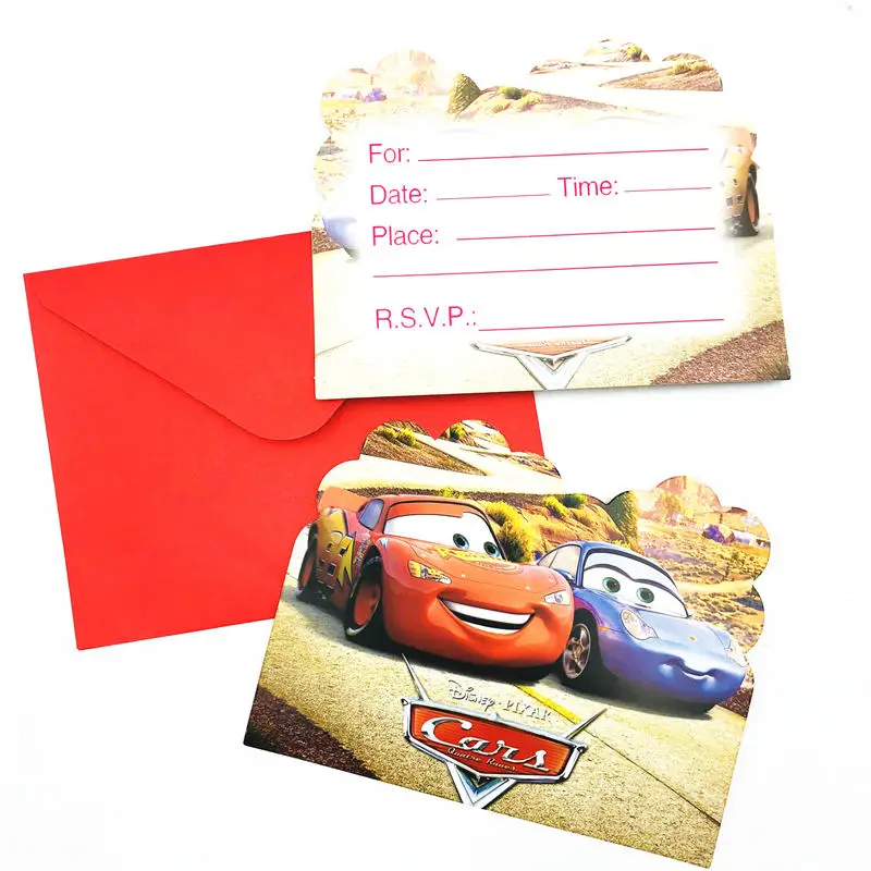 Invitation Card 6pcs 24 шт./компл. Lightning Mcqueen со вставленной картой продукция изображение декорирование тортов капкейк Палочки малыш День рождения украшения свадебные сувениры - Цвет: Invitation Card 6pcs