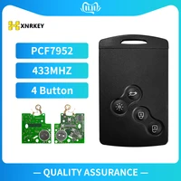 xnrkey 4 button smart card car key 433mhz pcf7952 chip remote key for renault megane 3 2009 2014