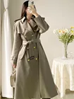 Шерстяной двубортный Тренч, женское длинное свободное высококлассное модное женское пальто, новинка 2021 года, осень