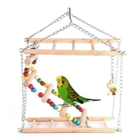 pet hanging ladder bridge steps stairs climbing swing double layer wood hamster parrot cage toy bird toy supplies