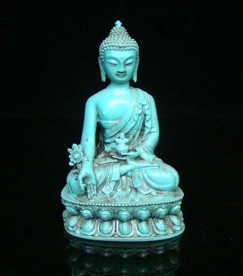 

Collectible Handmade Carved Statue Turquoise Buddha