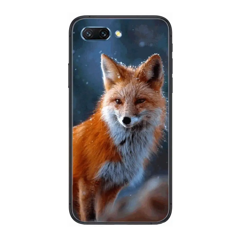 

Back Trend Fox Cute Anima clear Phone Case For Huawei Honor 10 9 8 7 N Pro Lite A C RU Black Etui Coque Hoesjes comic fashion