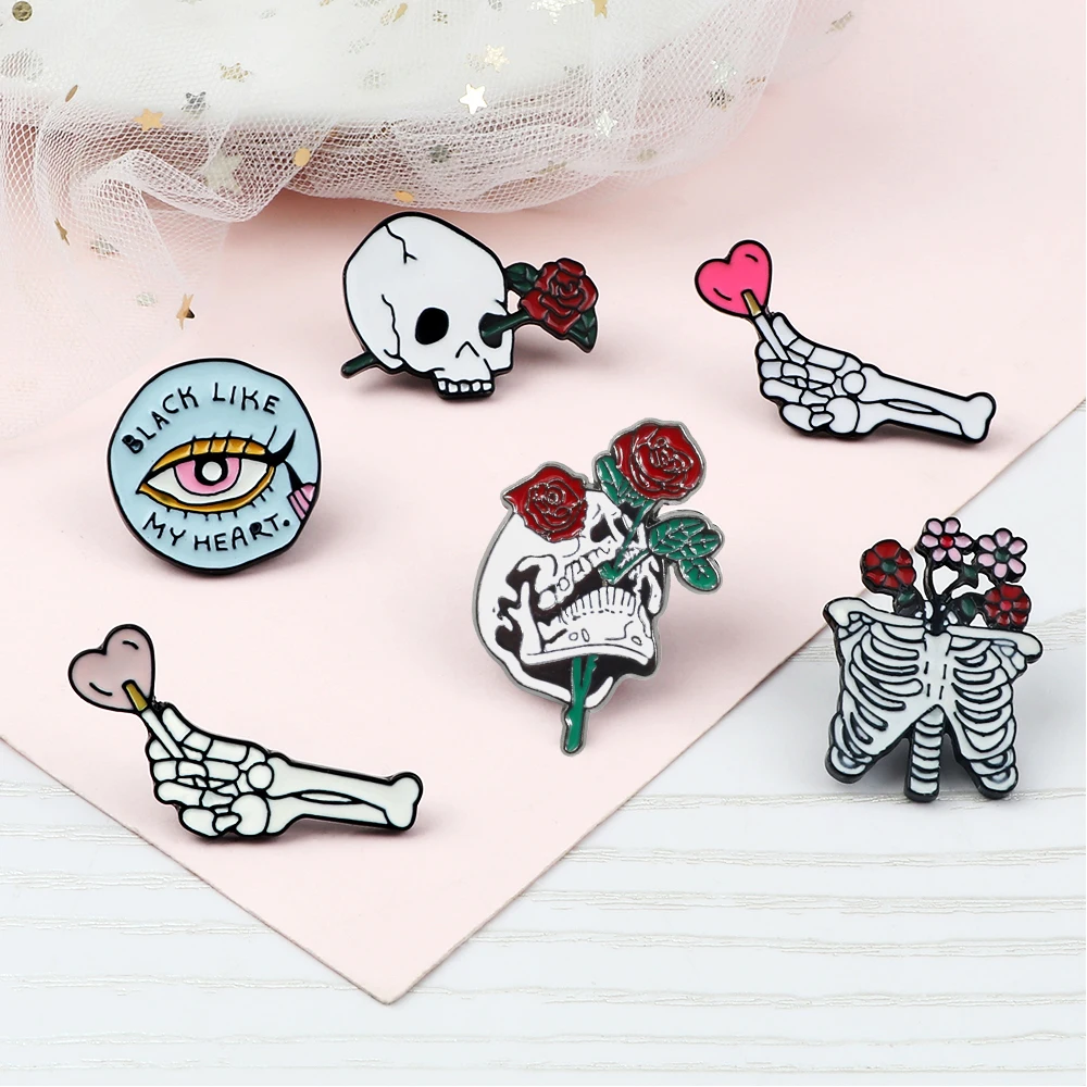 Женская/Мужская джинсовая куртка с эмалью в стиле панк