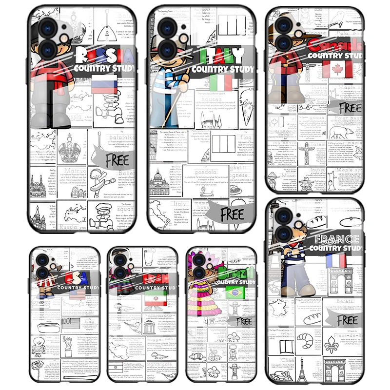 

Tempered Glass Cover Cute World Children For Apple iPhone 12 11 8 7 6 6S XS XR SE X 2020 Pro Max Mini Plus Phone Case