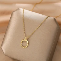 meyrroyu stainless steel irregular square circle pendant necklace for women fine chain 2021 trend new party gift fashion jewelry