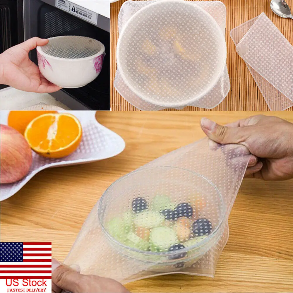 Новая Мода 4x многоразовые еду свежей прокладка крышки для отрезания пищевой