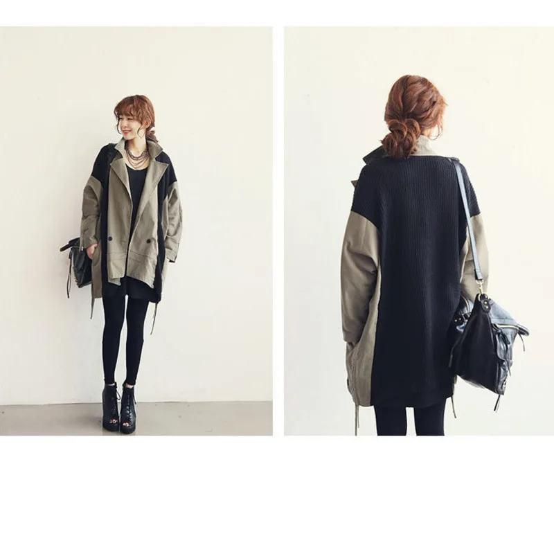 

Coat Women jacket Hat Windbreaker Patchwork Cardigan Loose Tide Shein Casacos Draw String Manteau Mujer Clothes Outerwear