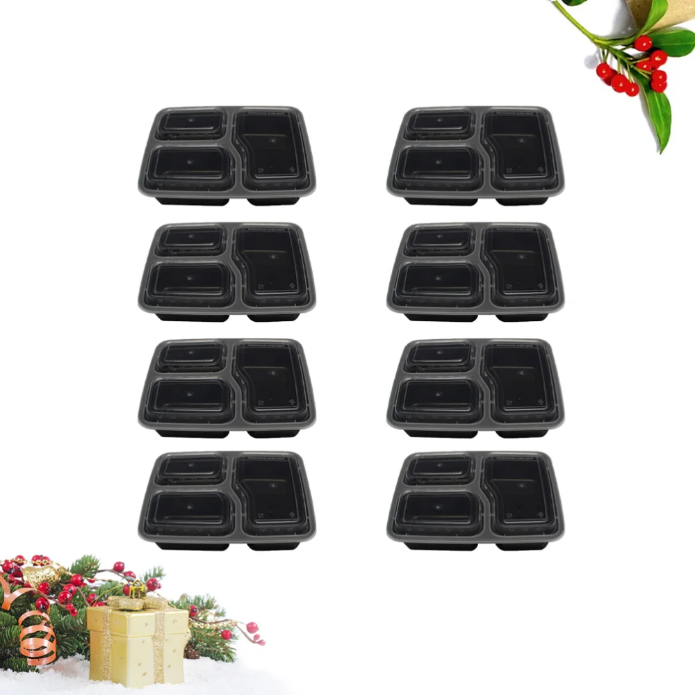 15 шт одноразовые Bento Box 3 отсека контейнер для готовки еды микроволновые