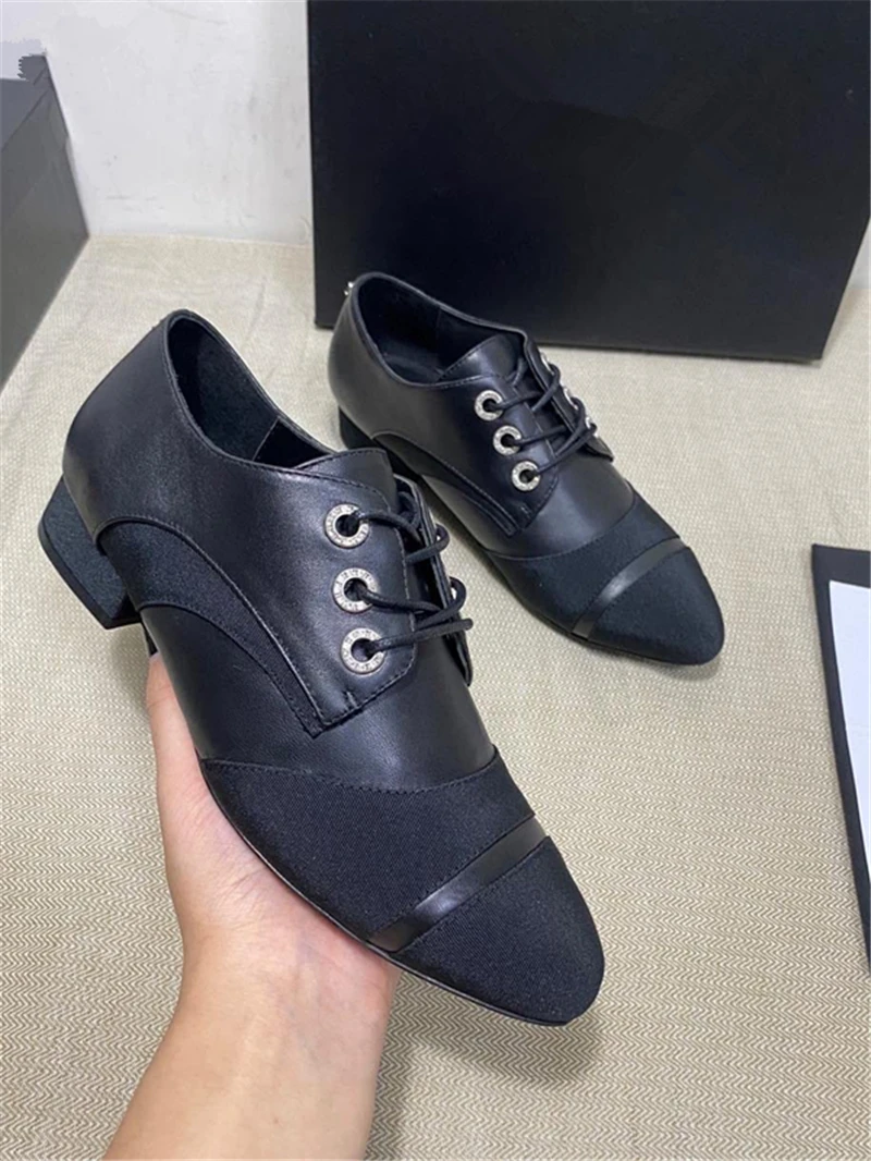 

Mixed Color Lace Up Leather Chunky Heels Ladies Platform Woman Pumps Slip On 2021 Spring Metal Buckle Fashion Female Footwear 40