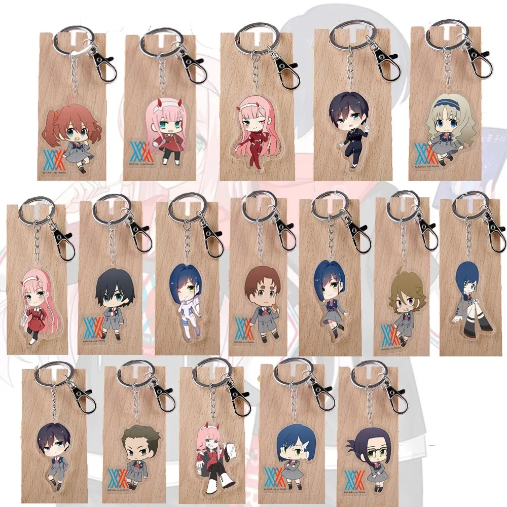 

17Pcs/Lot Anime DARLING in the FRANXX Acrylic Keychain Hiro Zero Two Keyring Pendant Bag Charm Key Ring Holder Gift Wholesale