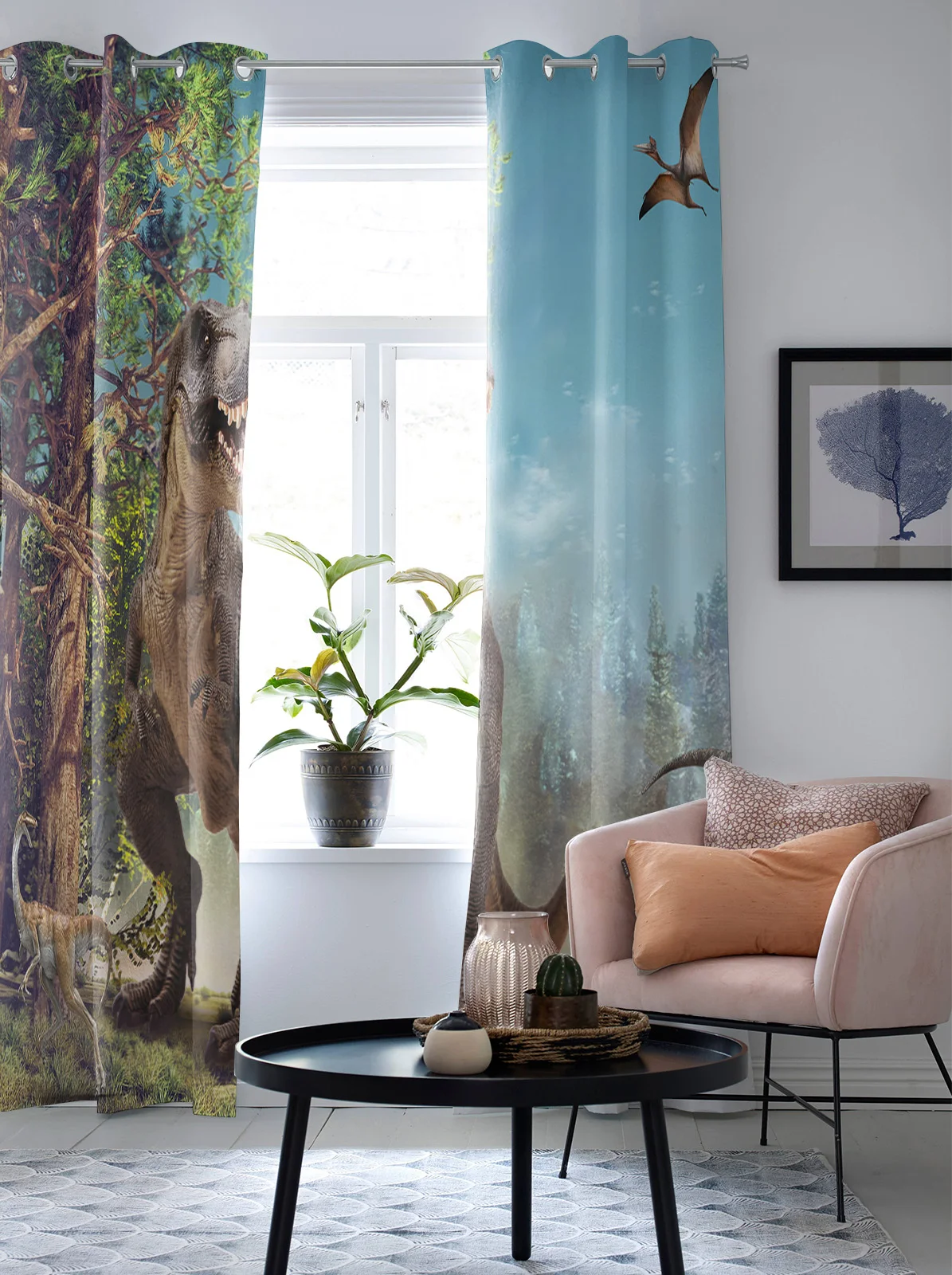 Оконные шторы с 3D динозаврами Юрского периода Девы леса домашний декор занавески