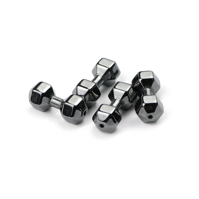 

RBFHYER Natural Black Hematite beads Barbell Dumbbells Spacers Beads Charms DIY For Jewelry Making Bracelet 6*15mm 25Pcs Lot