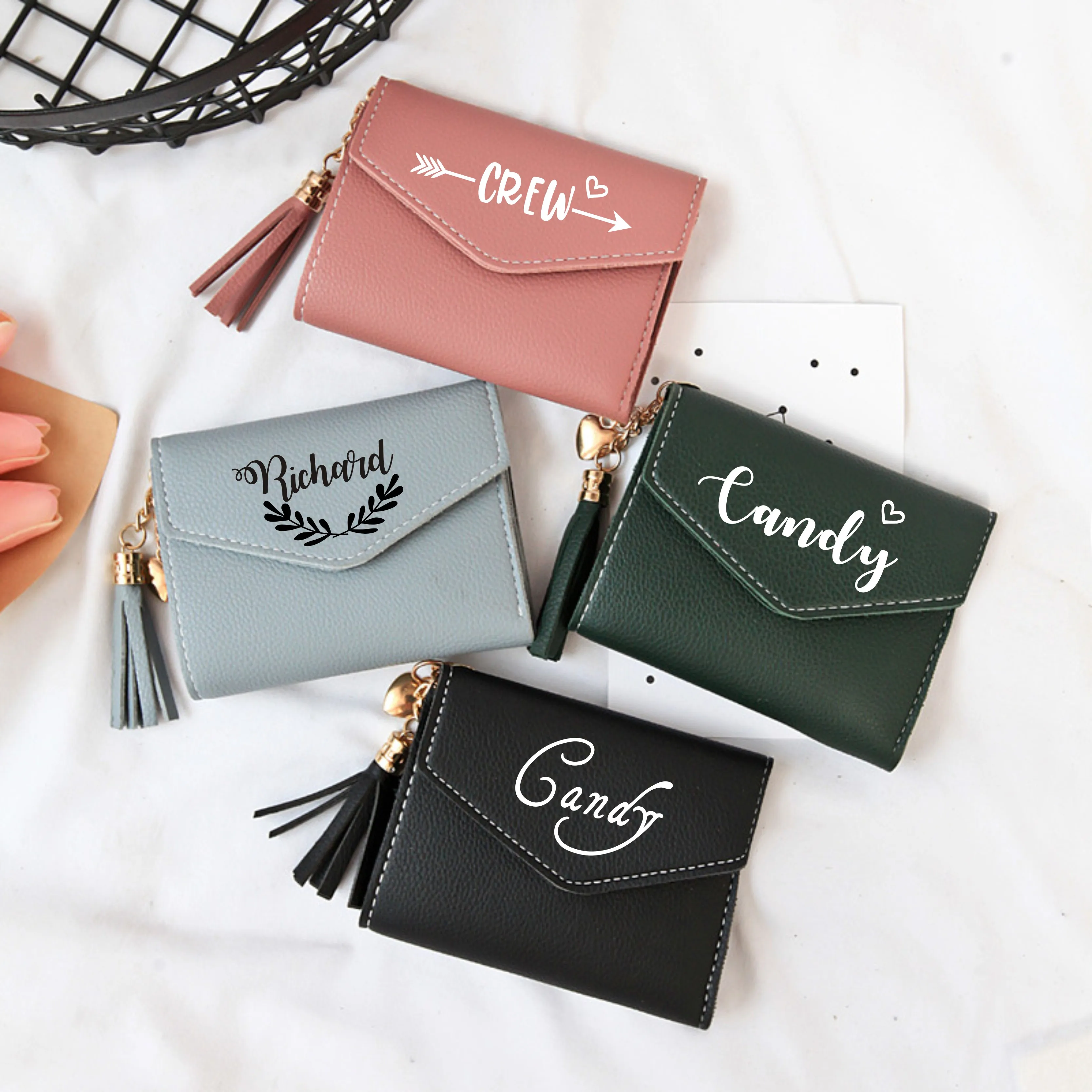 Женский кошелек с именем под заказ женские кошельки кисточкой для монет