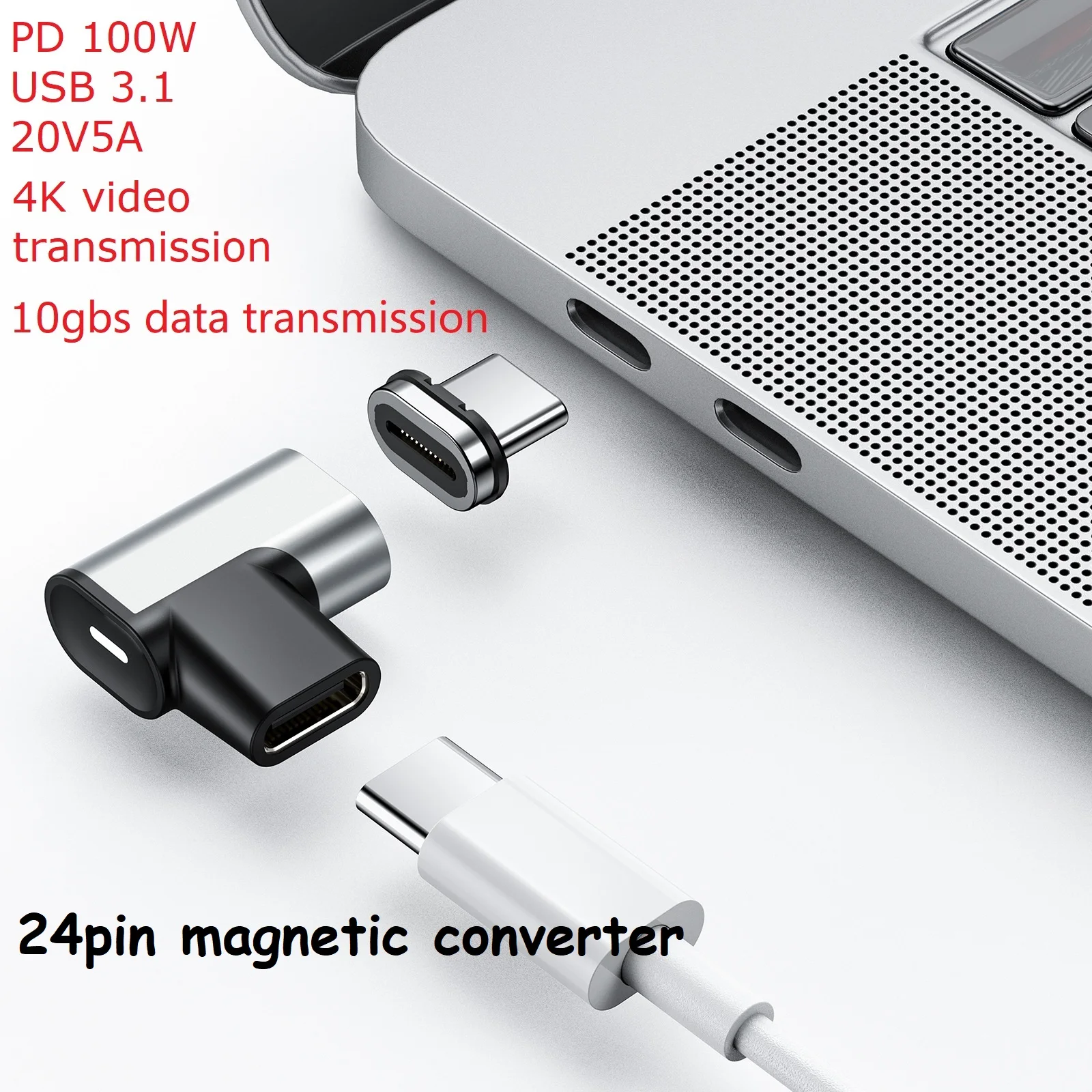 Convertidor de TYPE-C magnético usb 3,1, conector PD 100W/5A usb-c, adaptador de...
