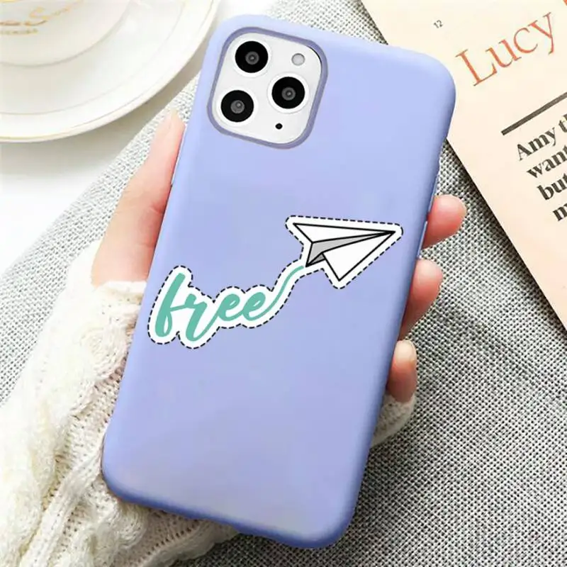 

paper airplane Childhood flying cute Phone Case Candy Color Violet for iPhone 11 12 pro XS MAX 8 7 6 6S Plus X SE 2020 XR
