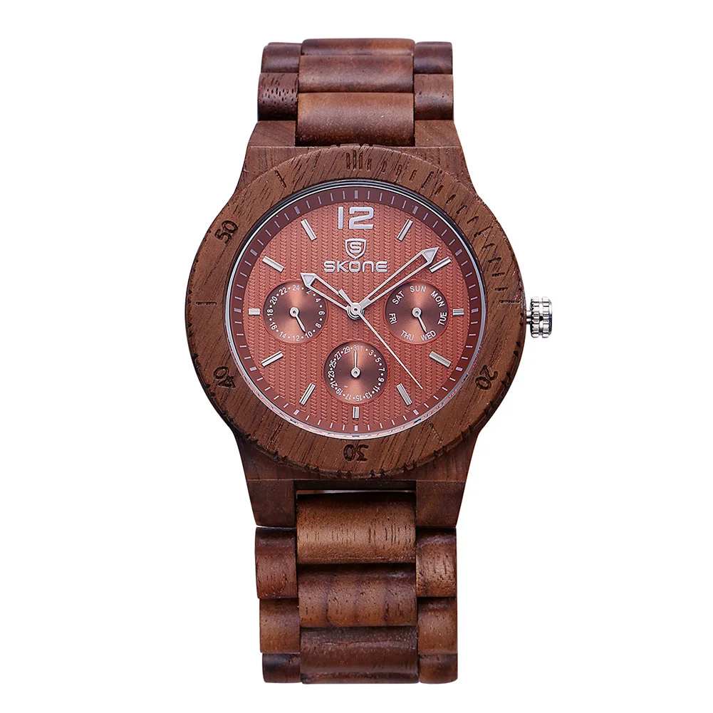 Новинка 2020 роскошные Брендовые мужские деревянные кварцевые часы с календарем и