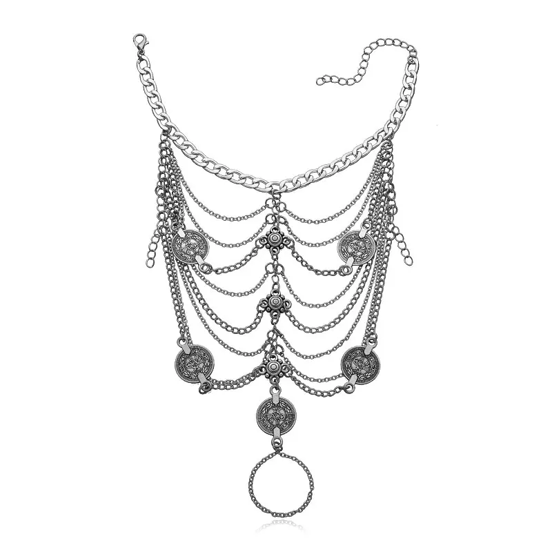 

Punk Retro Beach Metal Coin Foot Ornaments Multi-Layer Tassel Anklet Women On The Leg For Women Fine Jewelry