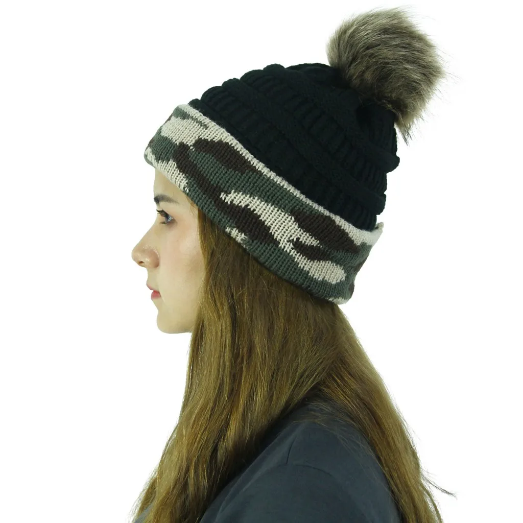 Женская камуфляжная простроченная шапка дамские уличные плюшевые шапки с