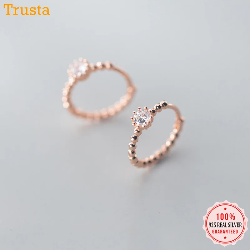 Trustdavis 100% Серебро 925 пробы серебряная серьга кольцо Роза CZ ухо манжеты клип на S925